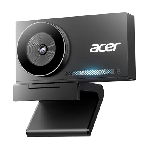 Acer 4K-Webcam für PC/Mac, Ganzmetall-Unibody-Gehäuse Sony 1/2-Zoll-Sensor | PDAF-Autofokus, 2 Rauschunterdrückungsmikrofone, Datenschutzabdeckung, kompatibel mit Switch 2 Zoom Teams FaceTime YouTube