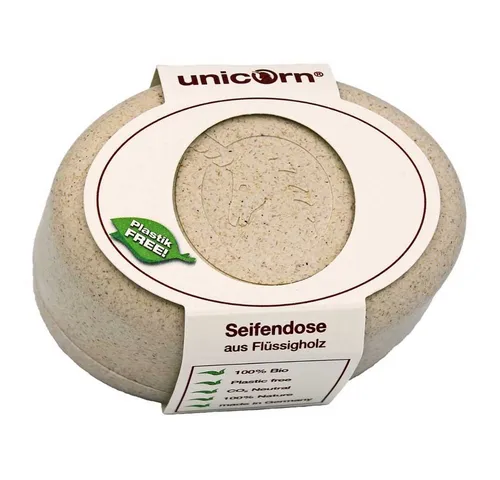 unicorn Seifenhalter Seifendose Flüssigholz - sahneweiß klein
