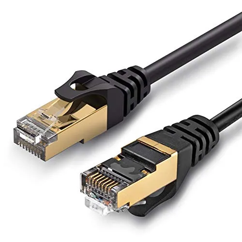 Cat7 Netzwerkkabel 10m Patchkabel Internet Ethernet LAN DSL Netzwerk F/FTP Kabel vergoldet Schwarz