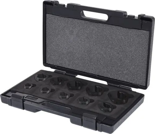 KS Tools 913.1300 Leitungsschlüssel-Satz, SW 19-46 mm, 10-tlg - Ringschlüssel-Satz mit 12-kant und Innenvierkant, ideal für schwer zugängliche Bereiche. Aus brüniertem Spezial-Werkzeugstahl und geliefert im stabilen Kunststoffkoffer.