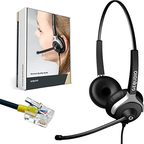 GEQUDIO Headset für GX- und GZ-Serie - Kopfhörer mit leichtem Design (80g), ideal für langen Tragekomfort. Inklusive RJ-Kabel für einfache Verbindung und beste Sprachqualität ohne Strahlenbelastung.