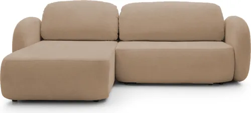 DomoHome Ecksofa OLIO L-Form Mit Schlaffunktion 138x210cm Bettkasten und Lose Rückenkissen – Komfortable Schlafcouch für Wohnzimmer Freistehend Linke Seite 248x174x86cm CAPPUCINO