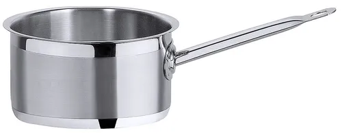 Contacto Stielkasserolle 16 cm, seidenmatt gebürstet - Edelstahl Stielkasserolle, induktionsgeeignet mit verkapseltem Sandwichboden, ideal für gleichmäßiges Kochen und hohe Qualität.