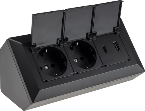 CHILITEC Steckdosenblock 23953, 2-fach mit USB-A+C - Steckdosen & Zubehör - Praktischer 2-fach Steckdosenblock mit Schutzklappen und integrierten USB-A+C Anschlüssen für schnelles Laden.