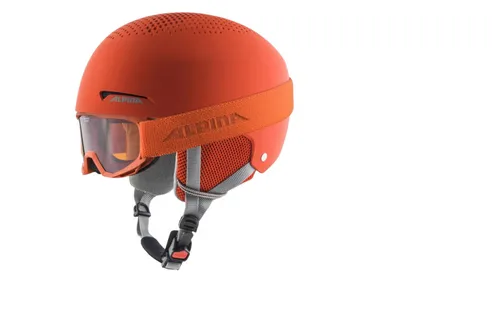 ALPINA Zupo Set & Scarabeo Jr. Skihelm & Skibrille - Skihelme & Snowboardhelme, ideal für Kinder mit 48-52 cm Kopfumfang, sicher und stylisch in Pumpkin-Orange Matt für unvergessliche Wintersporterlebnisse.