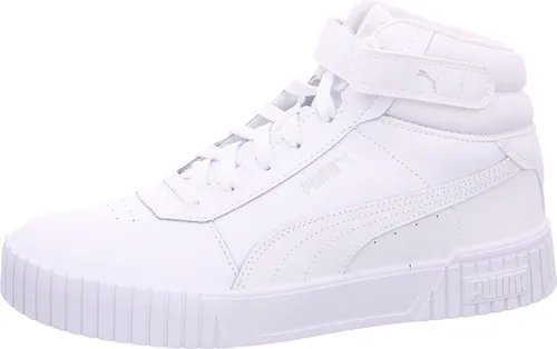 Puma Carina 2.0 Mid Stiefel Weiß - Sneaker für Damen mit halbhohem Schaft, Klettverschluss und SOFTFOAM+ Dämpfung für maximalen Komfort. Ideal für trendbewusste Looks und vielseitige Outfits.