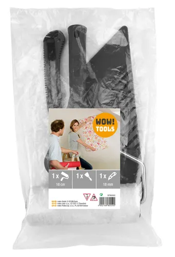 Tapezier-Set PLUS+ 3-teilig Kleisterroller Tapezierspachtel weich Cuttermesser