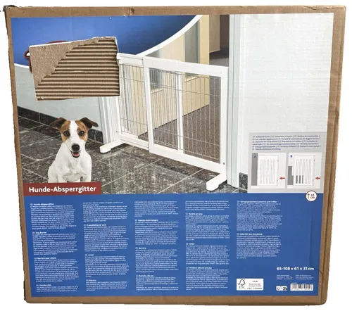 Trixie Hunde-Absperrgitter aus Holz 65-108 x 61 cm - Gehege & Zäune, ausziehbares Türschutzgitter aus robustem Holz für sichere Bereiche in Ihrem Zuhause.