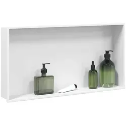 vidaXL Duschnische Mattweiß 62x32x9 cm aus Edelstahl - Badezimmerablagen & -regale – Robuste, korrosionsbeständige Wandnische für viel Stauraum in der Dusche, ideal für eine organisierte und pflegeleichte Lösung.