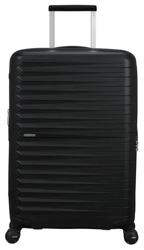 Hartschalen-Trolley AMERICAN TOURISTER FASTFORWARD, 67L, Flash Black - Modischer Hartschalen-Koffer mit Volumenerweiterung und personalisierbarem Stickerbogen. Ideal für sicheres Reisen dank TSA-Schloss und durchdachter Innenausstattung. Perfekt für jeden Reisenden!