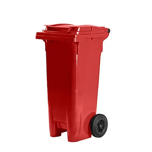 Hardwex Mülltonne 80L mit 2 Rädern und Deckel, rot in rot von Hardwex