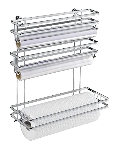 WENKO Rollenhalter Trio Mod. Style - Eleganter Wandrollenhalter für Küchenrollen, ideal für eine griffbereite und trockene Aufbewahrung. Modernes Design aus glänzendem Metall, inklusive Montagezubehör.