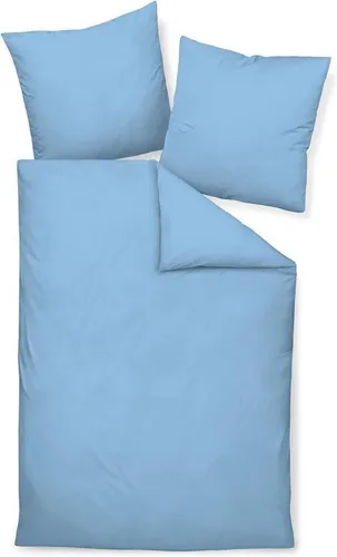 Janine Bettwäsche Colors 31001, Mako-Satin 2-teilig in blau von Janine