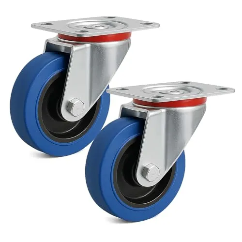 Wiltec Lenkrollen Set 2x Transportrolle ungebremst Ø100mm bis 160kg pro Rad mit Kunststoffrad und Anbauplatte, leiser Lauf, Transportrollen Möbelrollen Laufrollen