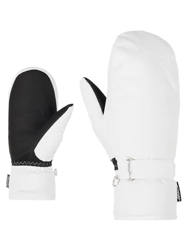 Ziener Women's Kisari AS(R) Handschuhe Gr 7 - Weiß - Fäustlinge für Damen, ideal zum Skifahren - isolierend und wasserdicht für optimalen Komfort auf der Piste.