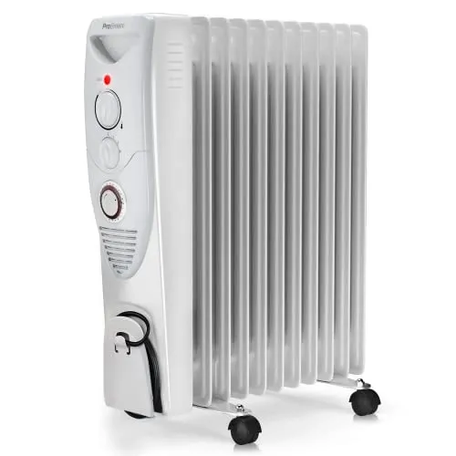 Pro Breeze 2500W Ölradiator - Energiesparender Elektro Heizkörper mit 11 Rippen - Heizgeräte: Leistungsstarker 2500W Ölradiator mit 3 Heizstufen, integrierter Zeitschaltuhr und Sicherheitsabschaltung für effizientes Heizen in jedem Raum.