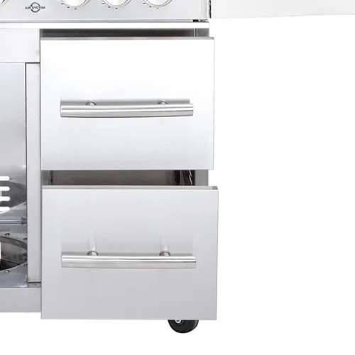ALL'GRILL Schubladen-System für Modular CHEF L - Edelstahl mit 2 Schubfächern - Außenküche, hochwertiges Edelstahl-Design mit zwei praktischen Schubfächern für optimale Aufbewahrung und Organisation beim Grillen.