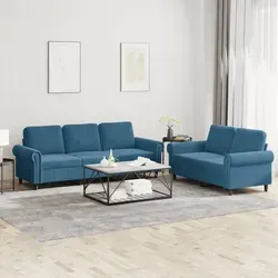 vidaXL 2-tlg. Sofagarnitur Blau Samt - Couchgarnituren mit weichem Samtstoff für höchsten Komfort. Ideal zum Entspannen und ein echter Blickfang für dein Zuhause.