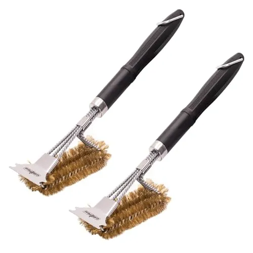 Grillfürst Premium Grillbürste mit Messing Borsten - 45 cm - Grillbürsten für Gusseisenroste, ergonomischer Griff für müheloses Reinigen und langlebige Messingborsten für effektive Schmutzentfernung.