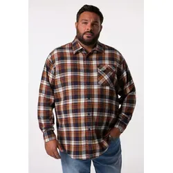 Men Plus Kurzarmhemd Men+ Karo-Flanellhemd Langarm Kentkragen bis 8 XL beige|braun 4XL