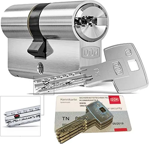 DOM iX Twido 333iX7T Doppelzylinder mit 3 Schlüssel, Länge (a/b) 30/35mm (c= 65mm), mit Sicherungskarte, mit Not- u. Gefahrenfunktion