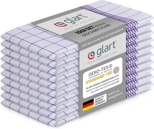 Glart Geschirrtuch 48KV2 10er Set Geschirrtücher Küchentücher 50x70 cm OEKO-TEX lila Karo