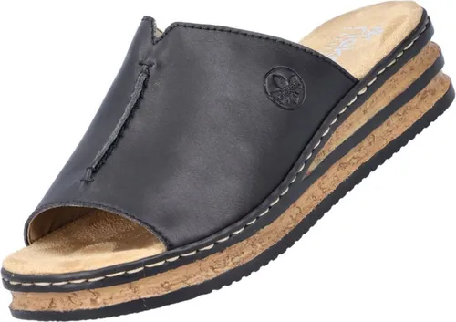 Rieker Damen Pantoletten 629M9 - Wanderschuhe: Bequeme Pantoletten mit 4.1 cm Keilabsatz und weicher Decksohle für optimalen Tragekomfort, ideal für Sommertage.