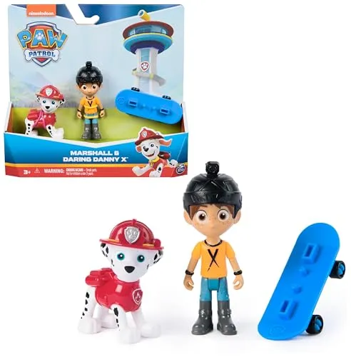 PAW PATROL Hero Pups – Actionfiguren-Set mit 1 Marshall Hundefigur, 1 Danny-X Figur und 1 Skateboard, Spielzeug geeignet für Kinder ab 3 Jahren