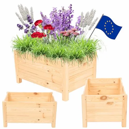 Modo24 Blumenkasten aus Kiefernholz, wetterfester Pflanzkübel für Garten & Terrasse