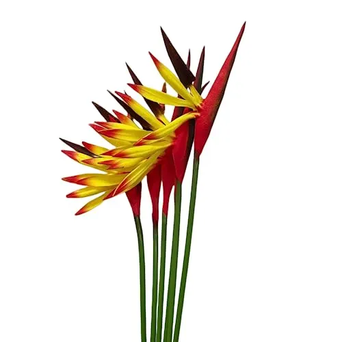 Rikyo 6 Stück Künstliche Blumen Paradiesvogel, 58,4 cm permanente Blume, Strelitzia Tropische Kunstpflanze, Blumensträuße für Büro, Zuhause, Party-Dekorationen, Arrangement (gelb)