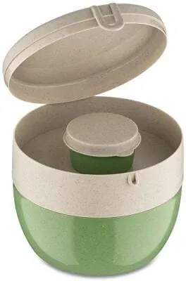 KOZIOL Bentobox M Nature Leaf Green – Stilvolle Lunchbox aus Kunststoff-Holz-Mix - Brotdosen – Umweltfreundlich und spülmaschinengeeignet, ideal für nachhaltige Mittagspausen.
