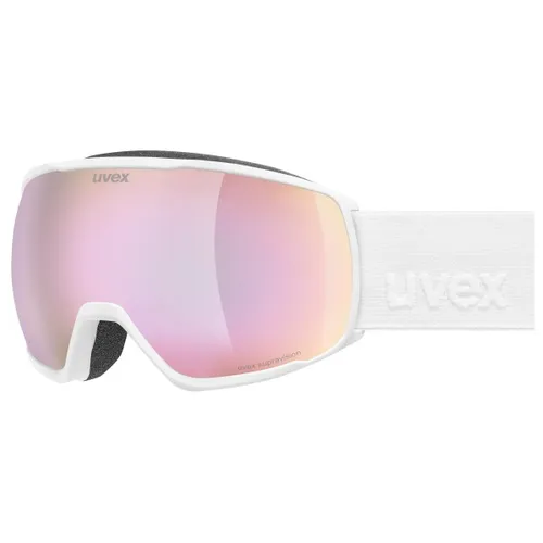 uvex victorious FM - stylische, verspiegelte Skibrille mit Anti-Fog-Beschichtung für Damen und Herren - white matt/rose-clear - one size