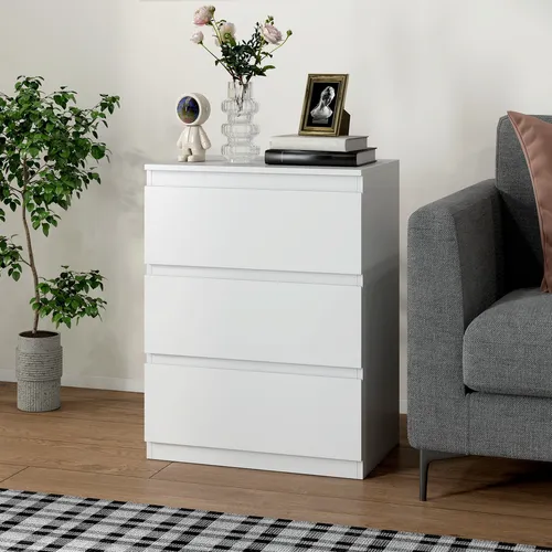 HOMCOM Kommode mit 3 Schubladen, für Wohnzimmer, Schlafzimmer, Flur, Spanplatte