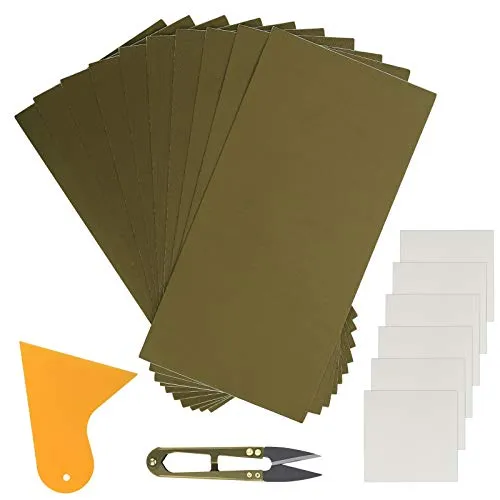 HAKOTOM Selbstklebend Repair Patch, 18Stk Zelte Reparatur Aufkleber Plane Reparaturflicken Wasserdicht Nylon Flicken mit Schere Schaber für Rucksack Markisen Regenjacke Schlauchboot Pool Dunkel Grün