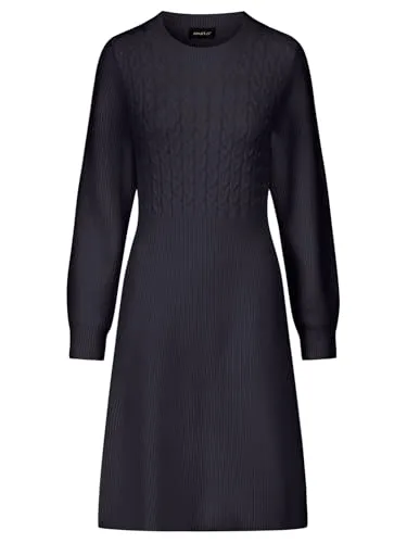 APART Strickkleid mit Zopfmuster, Nachtblau, 36