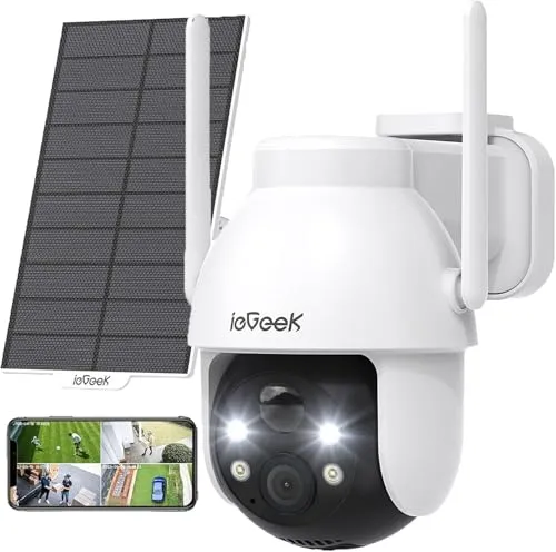 ieGeek 2K 360° PTZ Außenkamera, WLAN, Akku mit Solarpanel BC