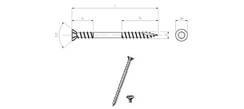 JD Plus Terrassenschrauben A2 Senkkopf | Abmessung: 5,0 x80MM | VE: 100 STCK | Mit I-Stern (T-25) mit Schneidkante