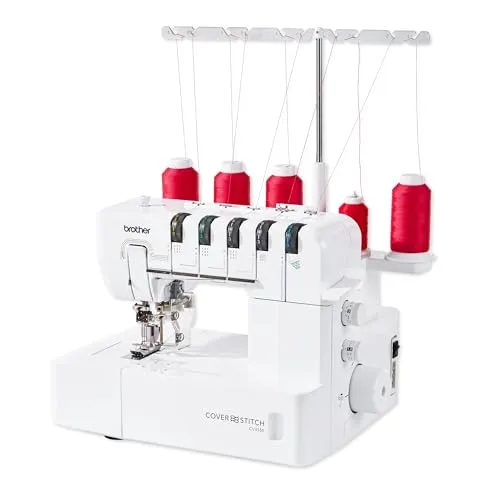 Brother CV3550 Coverstitch Nähmaschine - Coverlokmaschine für professionelle Ergebnisse, ideal für das Nähen von elastischen Stoffen und das Verarbeiten von Säumen.