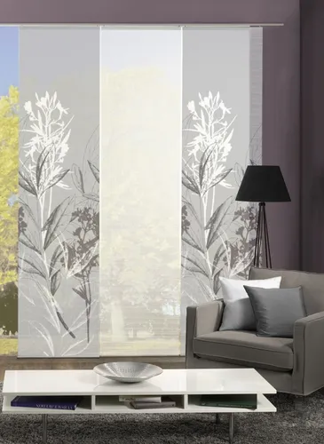 Vision S Schiebegardine 3ER SET SEMORA - Gardinen Set aus 3 halbtransparenten Paneelwagen, ideal für Sichtschutz und Raumteilung. Pflegeleichtes Polyester, Maße: 260x60 cm, stilvolles graues Design.