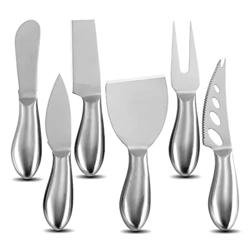 VANRA 6-teiliges Käsemesser-Set Mini-Edelstahl-Käsemesser mit Butterspatel und Gabel für Charcuterie-Bretter und Käseplatten