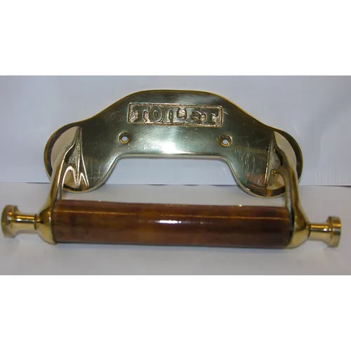 Nostalgischer Toilettenpapier Rollenhalter aus Messing + Holz Landhausstil Antik