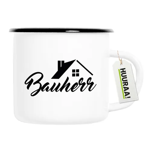 Emaille Tasse Bauherr  Geschenkidee Bauherr Geschenk Präsent Mitbringsel Souveni