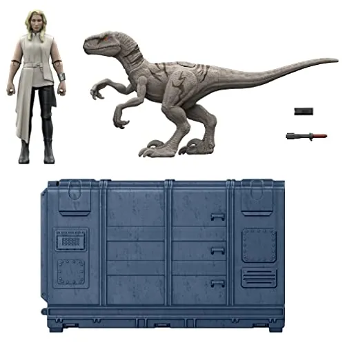Jurassic World Käfig und Dinosaurier in Furie (9,5 cm) mit 1 exklusiven Soyona-Figur, 1 Atrociraptor-Figur und Spezialeinheit, Spielzeug für Kinder, ab 4 Jahren, HFG63