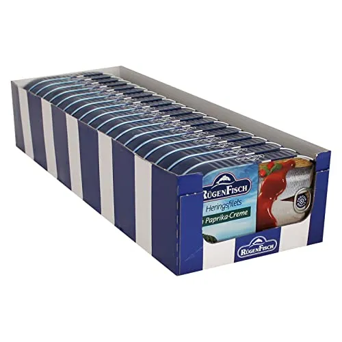 19er Pack Rügen Fisch Heringsfilets in Paprika-Creme 19 x 200 g, Hering mit Paprika