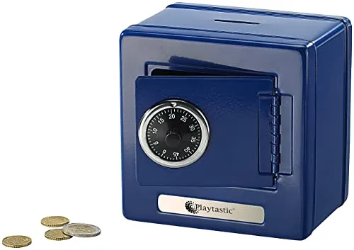 Playtastic Spardose Urlaubsgeld: Tresor-Spardose mit Zahlenschloss (Geschenk, Kinder-Münzen-Geldkassetten, Geldkassette)