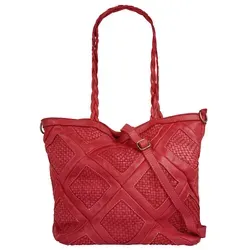 Samantha Look Shopper Echt Leder Damen - Geräumige Umhängetasche aus Italien, rot - Damen-Shopper aus 100% Rindleder, Made in Italy. Mit Smartphonefach und praktischem Innenlayout für optimale Organisation. Ideal für Alltag und Reisen.