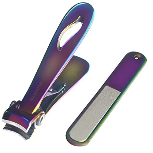 Nagelknipser für dicke Nägel, breite Backen, Zehennagelknipser, großes Edelstahl-Nagelknipser-Set mit Nagelfeile, Zehennagelknipser für Männer, Frauen und Haustiere, mehrfarbig