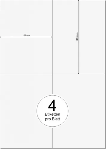 PRINTATION Folien-Etiketten klar transparent (B105xH148,5mm=A6) 25xA4 à 4 Eti. 1537755-NK