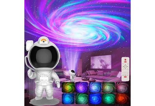 LED Sternenhimmel Projektor mit Fernbedienung und Bluetooth-Lautsprecher - Vielseitiger LED Projektor mit 21 Beleuchtungsmodi für eine bezaubernde Sternenatmosphäre. Steuern Sie alle Funktionen bequem mit der Fernbedienung und genießen Sie entspannende Musik über den integrierten Bluetooth-Lautsprecher.