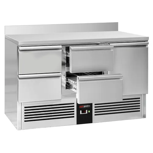 GGM Gastro Kühltisch PREMIUM - 1370x700mm - 1 Tür, 4 Schubladen & Aufkantung